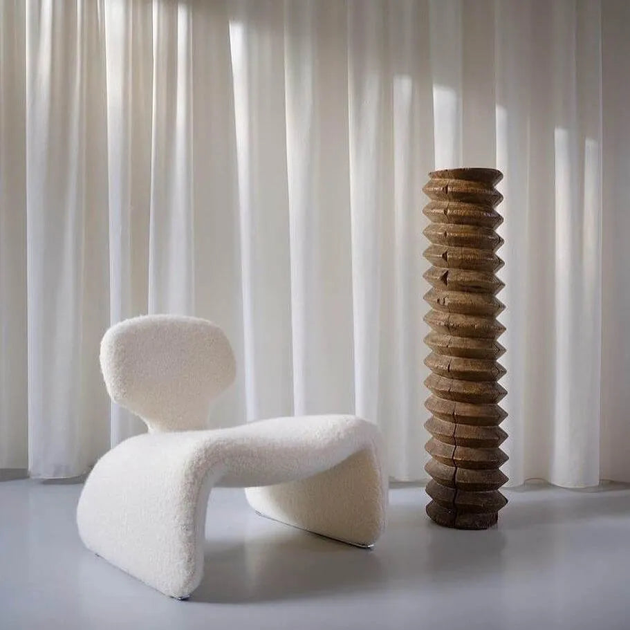 Sculptural Djinn Chair in Plush Upholstery for Gallery Lounge Spaces Main Product Image