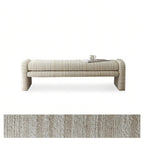 Sculptural Fabric Bedroom Bench with Solid Wood Frame and Textured Linen-Blend Upholstery