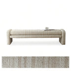 Sculptural Fabric Bedroom Bench with Solid Wood Frame and Textured Linen-Blend Upholstery