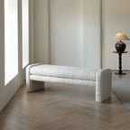 Sculptural Fabric Bedroom Bench with Solid Wood Frame and Textured Linen-Blend Upholstery Main Product Image