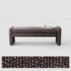 Sculptural Fabric Bedroom Bench with Solid Wood Frame and Textured Linen-Blend Upholstery