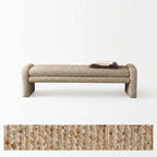 Sculptural Fabric Bedroom Bench with Solid Wood Frame and Textured Linen-Blend Upholstery