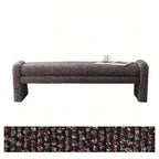 Sculptural Fabric Bedroom Bench with Solid Wood Frame and Textured Linen-Blend Upholstery