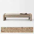Sculptural Fabric Bedroom Bench with Solid Wood Frame and Textured Linen-Blend Upholstery