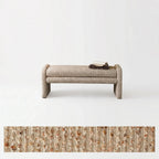 Sculptural Fabric Bedroom Bench with Solid Wood Frame and Textured Linen-Blend Upholstery