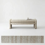 Sculptural Fabric Bedroom Bench with Solid Wood Frame and Textured Linen-Blend Upholstery