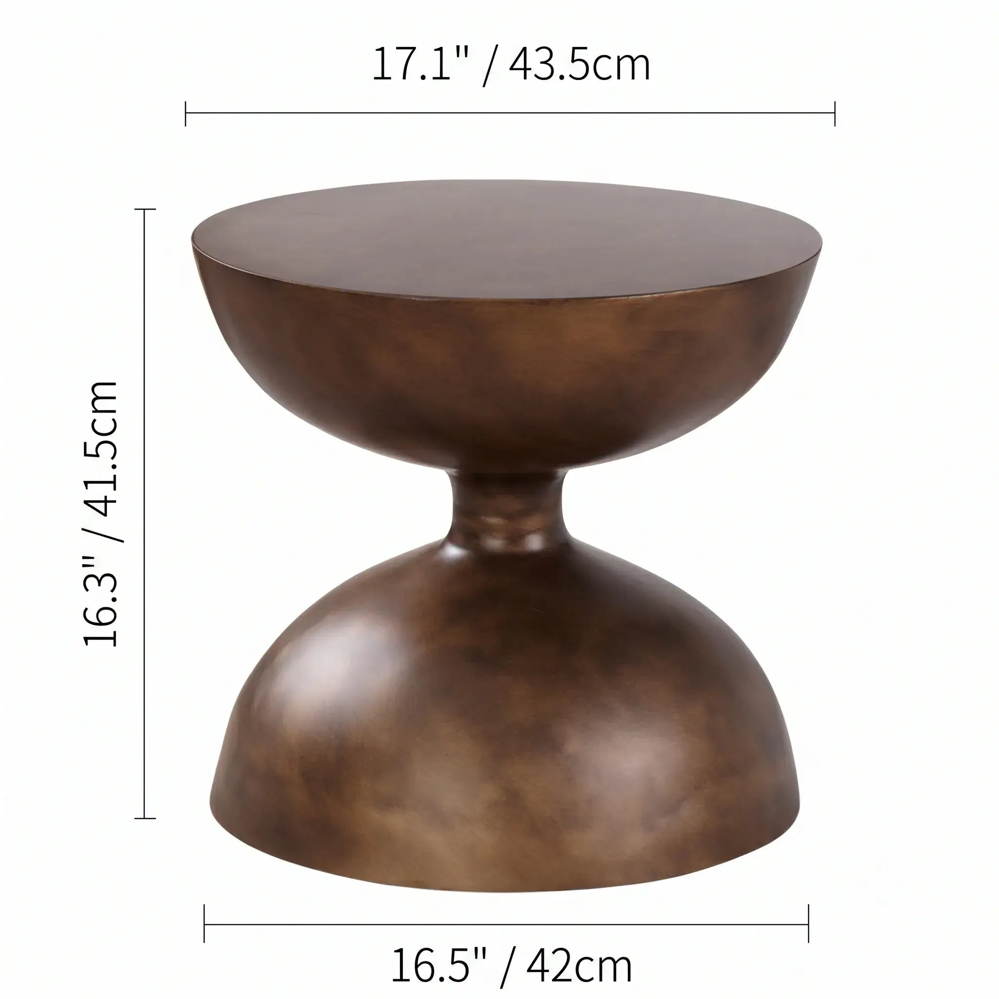 Sculptural Faux Wood Grain Hourglass End and Side Table for Living Spaces