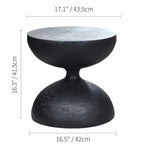 Sculptural Faux Wood Grain Hourglass End and Side Table for Living Spaces
