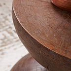 Sculptural Faux Wood Grain Hourglass End and Side Table for Living Spaces