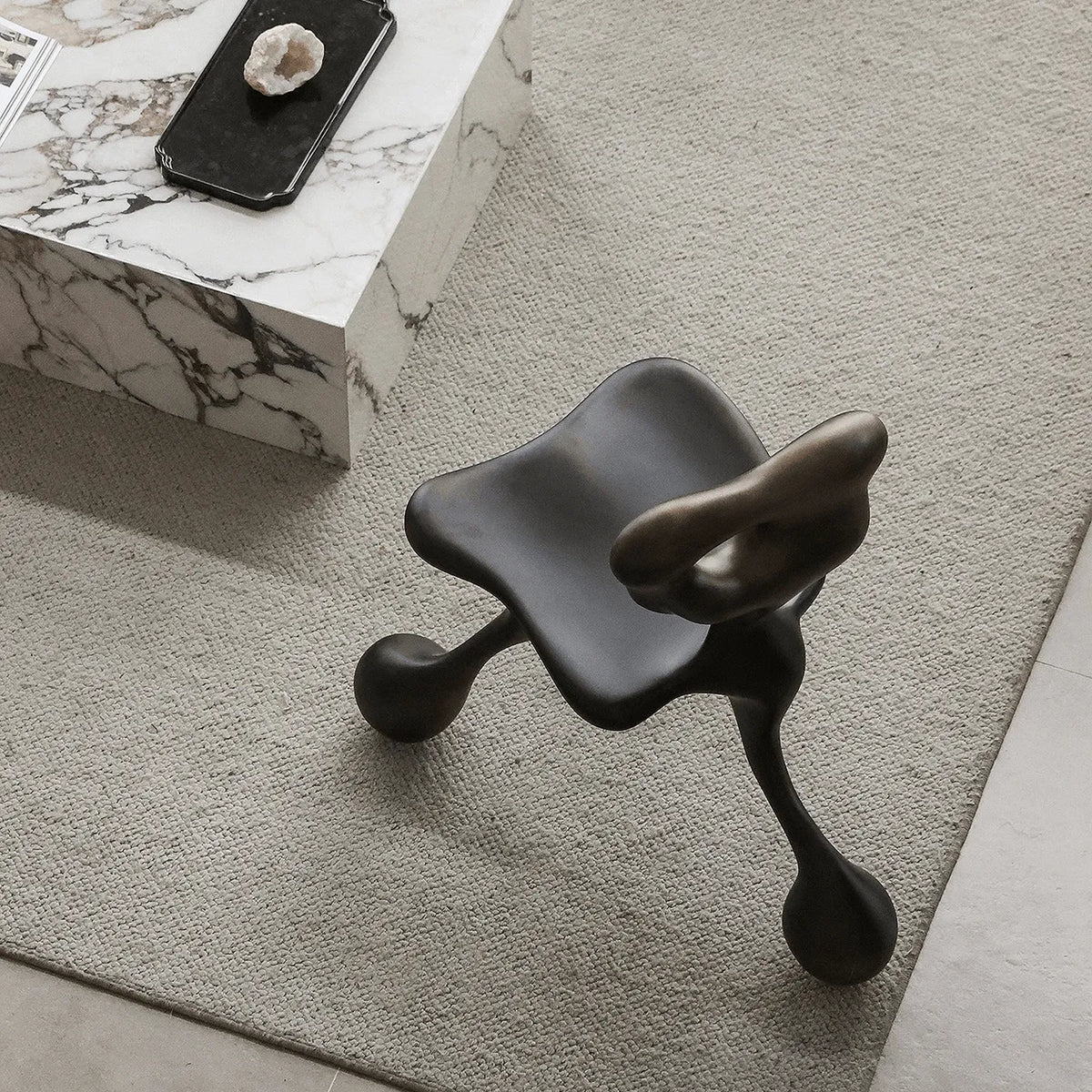 Sculptural Fiberglass Accent Chair with Cutout Back and Tripod Base