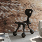 Sculptural Fiberglass Accent Chair with Cutout Back and Tripod Base