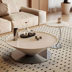 Sculptural Fiberglass Nesting Coffee Tables with Silver Metal Base