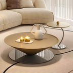 Sculptural Fiberglass Nesting Coffee Tables with Silver Metal Base