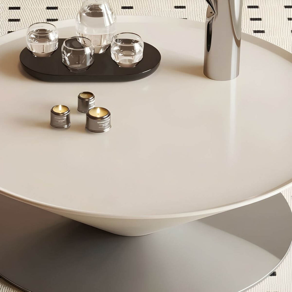 Sculptural Fiberglass Nesting Coffee Tables with Silver Metal Base