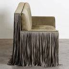 Sculptural Fringe Sofa Series in Taupe Velvet for Lounge and Reception Spaces