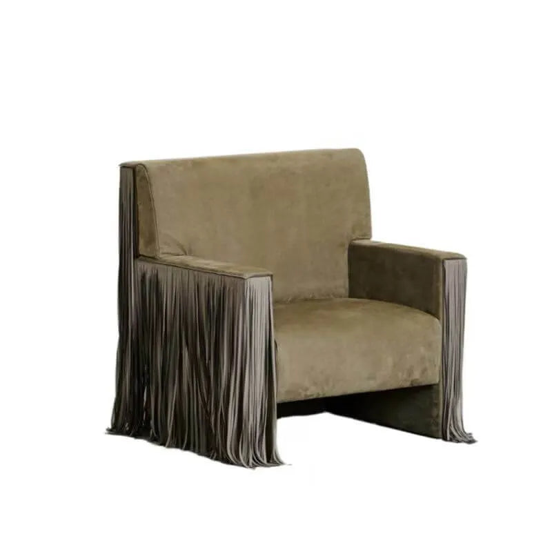 Sculptural Fringe Sofa Series in Taupe Velvet for Lounge and Reception Spaces
