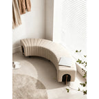 Sculptural Genuine Leather Crescent Bench with Arched Steel Base