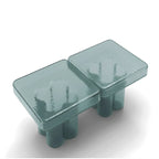 Sculptural Glass Accent Table Series With Gradient Tones and Rounded Block Forms