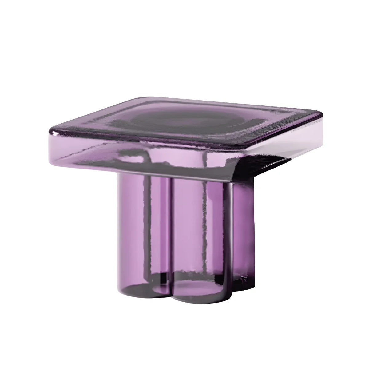 Sculptural Glass Accent Table Series With Gradient Tones and Rounded Block Forms