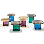 Sculptural Glass Accent Table Series With Gradient Tones and Rounded Block Forms Main Product Image