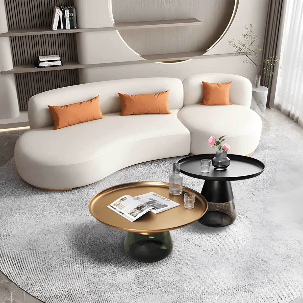 Sculptural Glass Accent Table Series with Hourglass Base for Layered Living Spaces