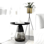Sculptural Glass Accent Table Series with Hourglass Base for Layered Living Spaces