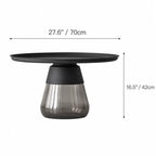 Sculptural Glass Accent Table Series with Hourglass Base for Layered Living Spaces Dimensions
