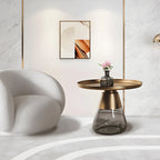 Sculptural Glass Accent Table Series with Hourglass Base for Layered Living Spaces