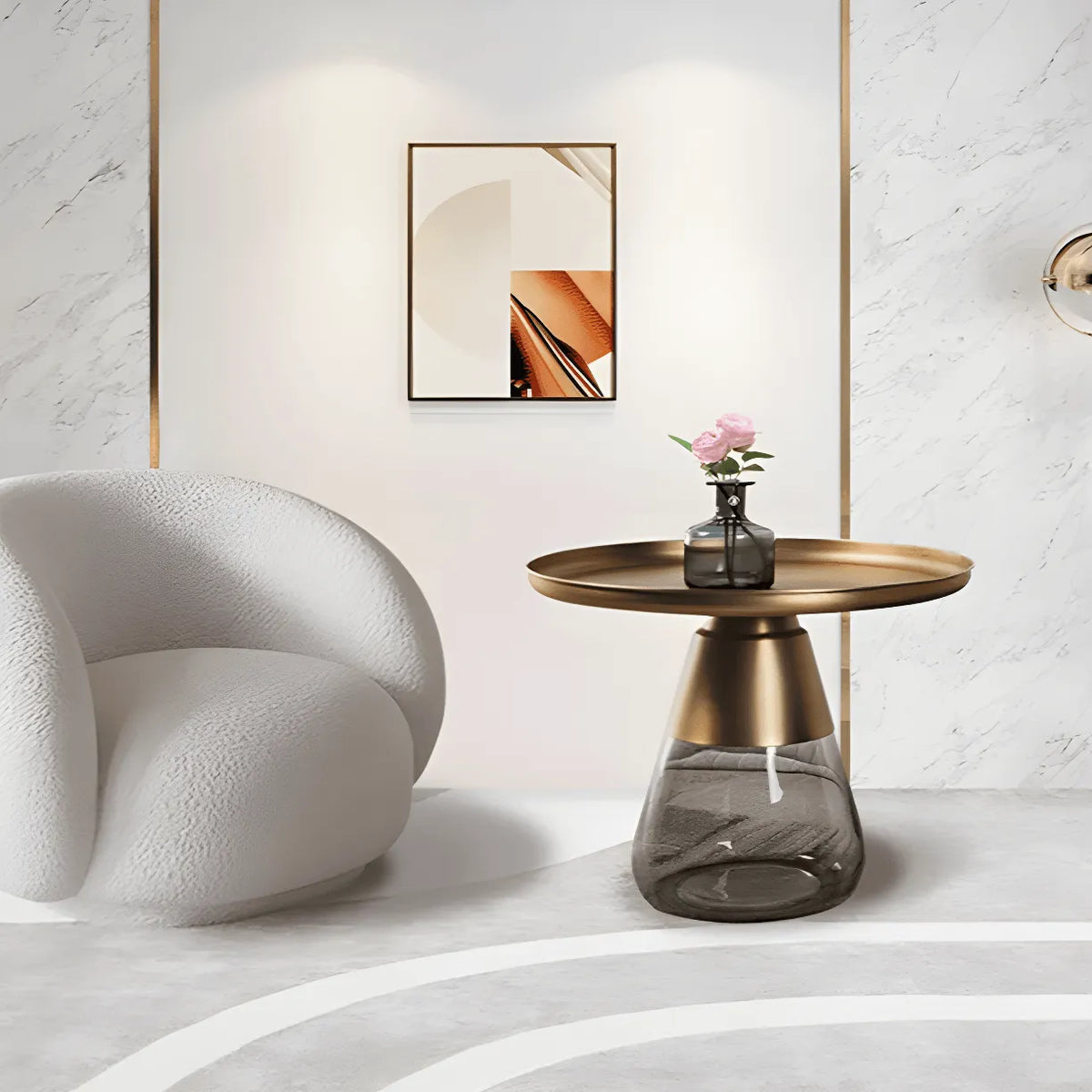 Sculptural Glass Accent Table Series with Hourglass Base for Layered Living Spaces
