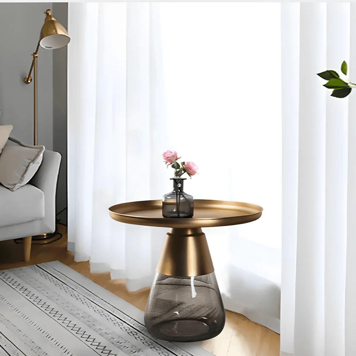 Sculptural Glass Accent Table Series with Hourglass Base for Layered Living Spaces