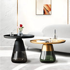 Sculptural Glass Accent Table Series with Hourglass Base for Layered Living Spaces Main Product Image
