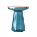 Sculptural Glass Accent Table with Metal Trim for Living Room Corners
