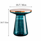 Sculptural Glass Accent Table with Metal Trim for Living Room Corners Dimensions