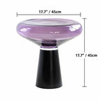 Sculptural Glass Mushroom Cloud Side Table with Marble Pedestal Base Dimensions