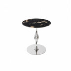 Sculptural Green Marble Side Table With Twisted Silver Pedestal Base