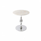 Sculptural Green Marble Side Table With Twisted Silver Pedestal Base