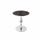Sculptural Green Marble Side Table With Twisted Silver Pedestal Base
