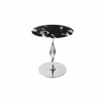 Sculptural Green Marble Side Table With Twisted Silver Pedestal Base