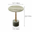 Sculptural Green Veined Marble Side Table With Warm Metal Pedestal Dimensions