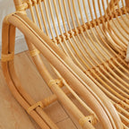 Sculptural Handwoven Rattan Lounge Chair in Japandi Natural Wood Tone