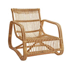 Sculptural Handwoven Rattan Lounge Chair in Japandi Natural Wood Tone