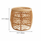 Sculptural Handwoven Rattan Lounge Chair in Japandi Natural Wood Tone Dimensions