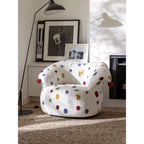 Sculptural Harlequin Polka Dot Accent Chair in Plush Tufted Barrel Form