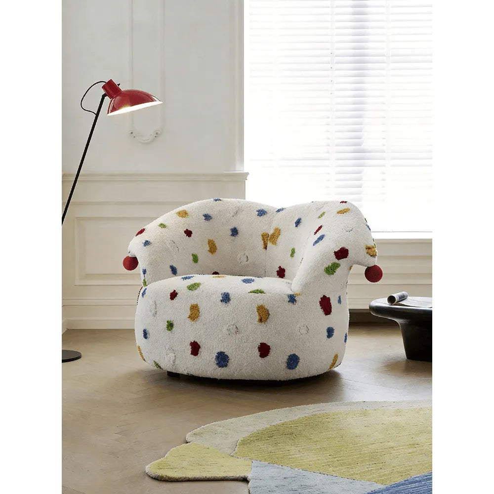 Sculptural Harlequin Polka Dot Accent Chair in Plush Tufted Barrel Form Secondary image