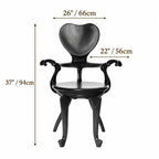 Sculptural Heartback Carved Wood Armchair with Curved Arms