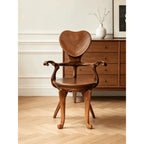 Sculptural Heartback Carved Wood Armchair with Curved Arms Main Product Image