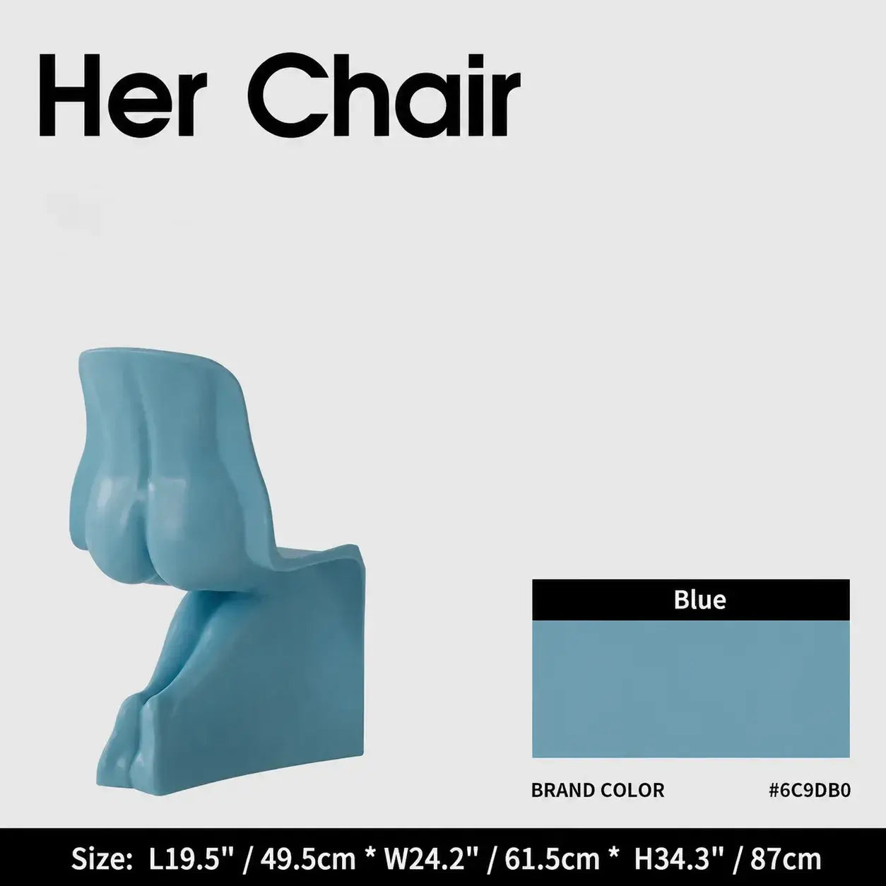 Sculptural Her Chair Dining Chair Series in Glossy Curved Silhouettes