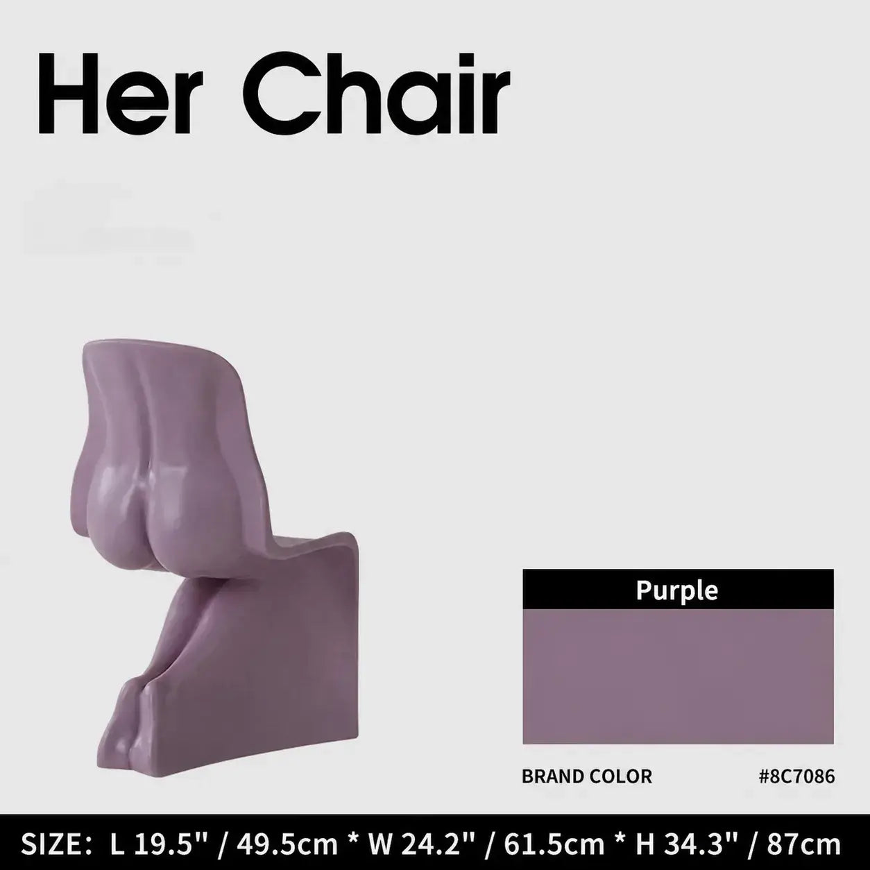 Sculptural Her Chair Dining Chair Series in Glossy Curved Silhouettes