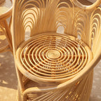Sculptural Honey-Tone Rattan Accent Chair with Phoenix Back and Resort Style