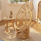 Sculptural Honey-Tone Rattan Accent Chair with Phoenix Back and Resort Style